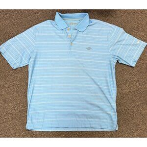 Nike Golf Disney Polo Shirt Mens Medium Light Blue Striped Performance Dri-Fit